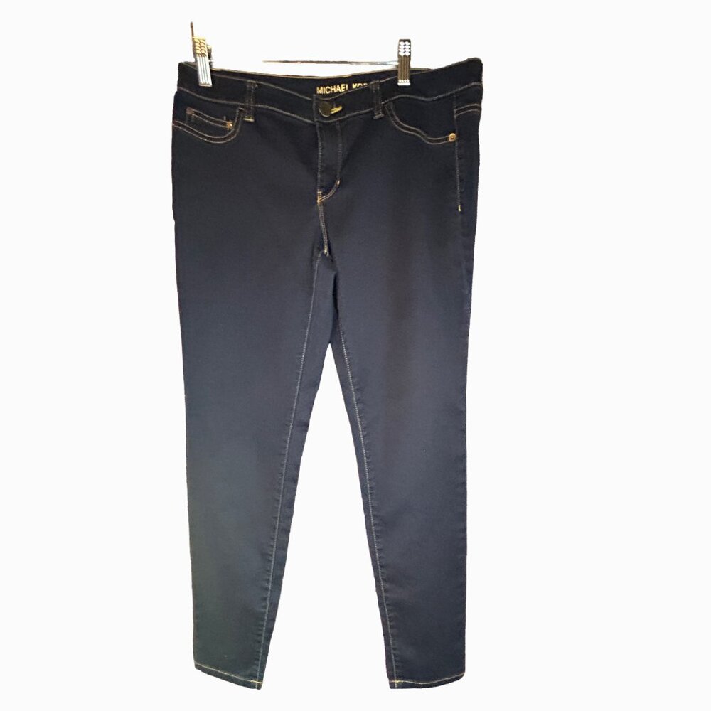 Michael Kors Skinny Jeans Dark Blue Tapered Leg Stretch Size 10